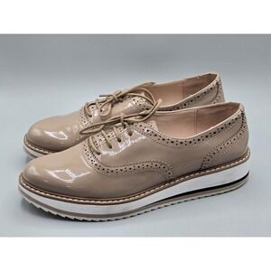 Zara Woman Platform Bluchers Flatforms Fringe Sneakers Beige 41 EU-10 US Women's